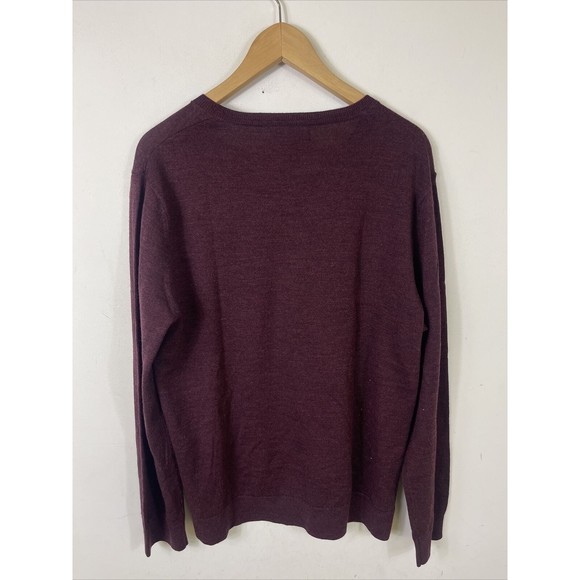 Banana Republic Mens Sweater V Neck Burgundy Merino Wool XL - Picture 4 of 7